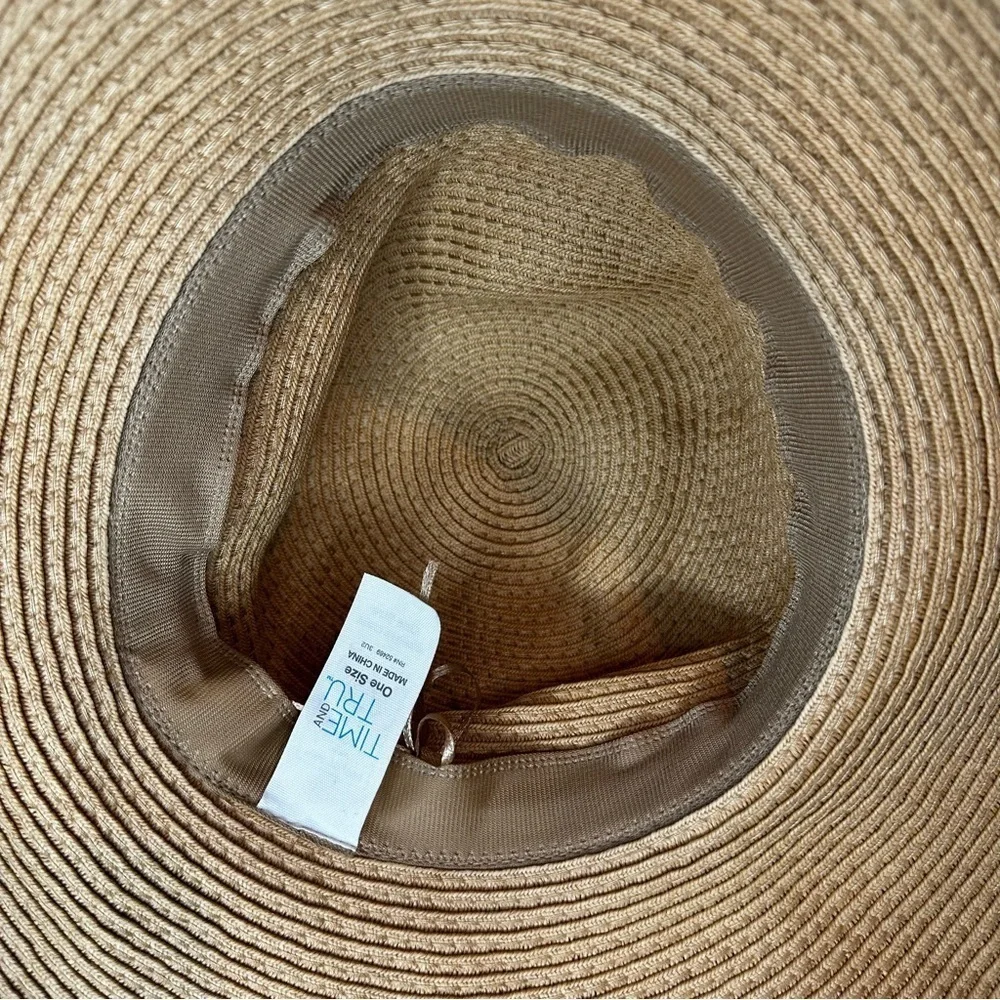 NWOT Time and Tru Wide Brim Straw Floppy Packable Summer Beach Hat, OS